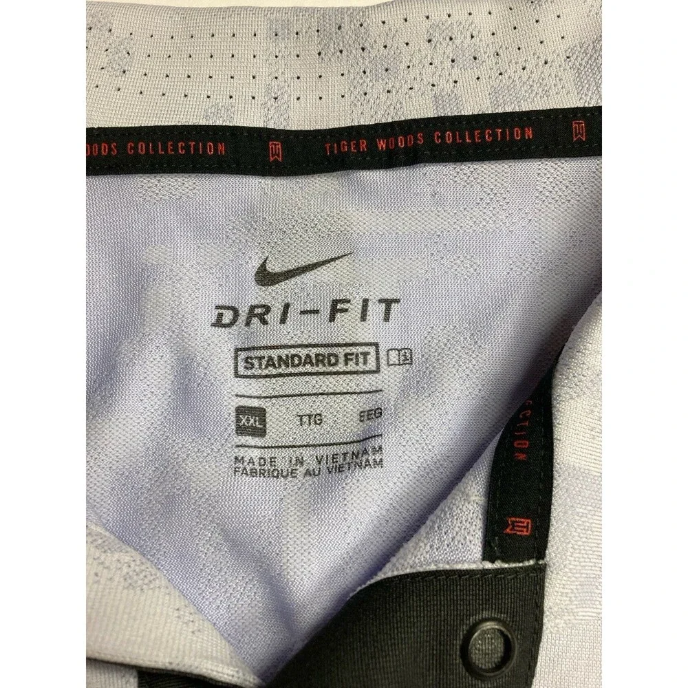Nike Dri-FIT Tiger Woods Collection Breathable Geometric Polo Gray XXL